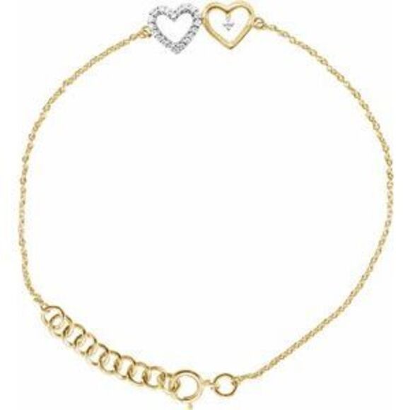 10K Yellow .07 CTW Natural Diamond Double Heart 6-7
